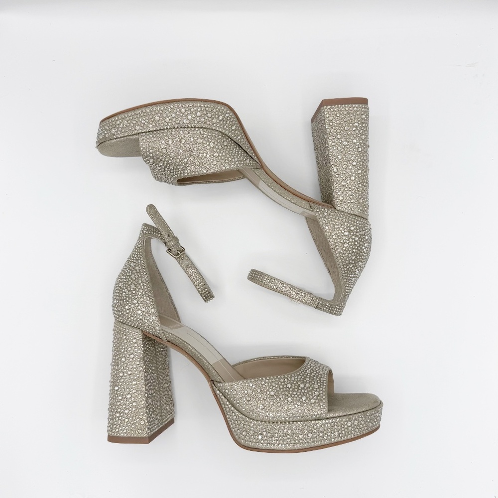 Dolce Vita Silver Rhinestone Platform Sandals